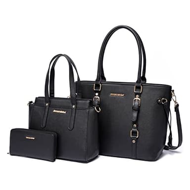 Montana West 3PCS Purses for Women Tote Bag and Wallet Set Shoulder Satchel Crossbody Bags Leather Handbag for Gift Travel Casual Work MWC3-C032WBK - Image 1