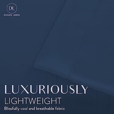 Danjor Linens Bed Sheet Set Queen Size for Hot Sleepers, Hotel Premium Sheets with 4 Pillowcases, Lightweight Brushed Microfiber Deep Pockets, Breathable Cooling 6 Piece Bedding Sets, Navy - Image 3