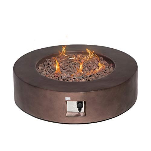 COSIEST Outdoor Propane Fire Pit Coffee Table w Dark Bronze 42 inch Round Base Patio Heater, CSA Certified, 50,000 BTU Stainless Steel Burner, Free Lava Rocks, Waterproof Cover - Image 1