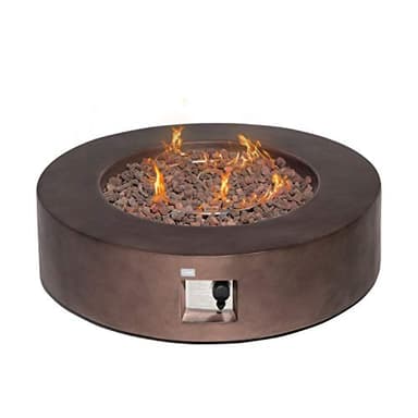 COSIEST Outdoor Propane Fire Pit Coffee Table w Dark Bronze 42 inch Round Base Patio Heater, CSA Certified, 50,000 BTU Stainless Steel Burner, Free Lava Rocks, Waterproof Cover - Image 1