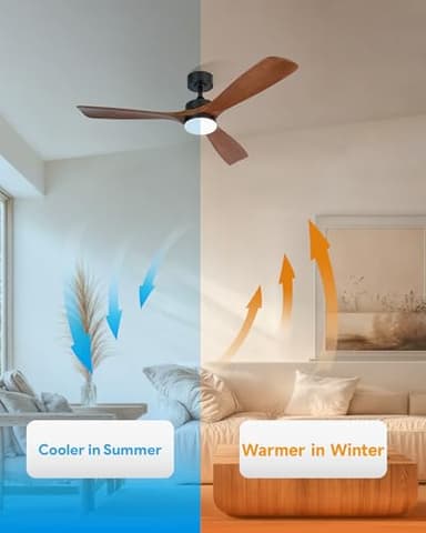 VONLUCE Ceiling Fans with Lights, 52 Inch Ceiling Fan and Remote, 6 Speed Reversible Noiseless DC Motor, 3CCT, Wood Ceiling Fan for Outdoor Indoor Farmhouse Patios, Walnut - Image 7