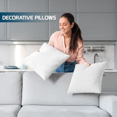 Utopia Bedding Throw Pillows (Set of 4, White), 18 x 18 Inches Pillows for Sofa, Bed and Couch Decorative Stuffer Pillow - Image 3