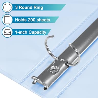 1'' 3-Ring-Binder with Pockets, 200 Sheets Capacity, 1 inch Binders fits 11" x 8.5" US Letter Size, Assorted 4 Pastel Colors - Ideal for School, Office, and Home Use (1 inch) - Image 3