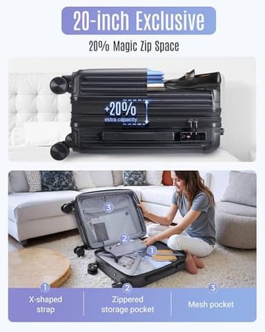 LIGHT FLIGHT Travel Luggage Sets, 3 Piece Set Suitcase with Spinner Wheels, Hardside Lightweight Luggage set with TSA Lock (20" 24" 28"), Black - Image 7