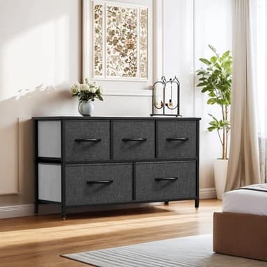 YITAHOME Dresser with 5 Drawers - Fabric Storage Tower, Black Dresser & Chest of Drawers, Organizer Unit for Bedroom - Image 2