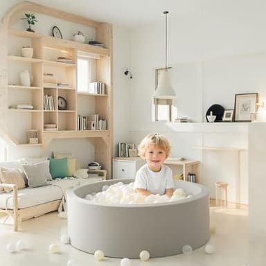 GOGOSO Ball Pit Balls Plastic Playballs for Baby Toddlers Kids Boys Girls Playhouse Decor Play Pool Fun Phthalate-Free BPA-Free Bath Toy White Beige Transparent,100 Balls - Image 6