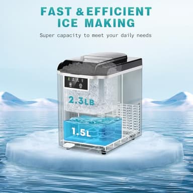 TOTTE Nugget Ice Maker Countertop,38lbs/24H Self-Cleaning with Soft Chewable Pellet Ice, Stainless Steel Machine with Basket and Scoop, Portable Crushed Sonic Ice Makers for Home,Kitchen,Office - Image 7