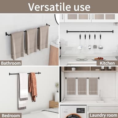 JUYSON Towel Bar for Bathroom 30 Inch Matte Black, Towel Racks for Bathroom Wall Mounted,Bathroom Accessories Stainless Steel Towel Rod Single Towel Holder Towel Hanger(Single Bar-Black, 30 in) - Image 6