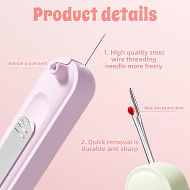 Upgraded 2 in 1 Needle Threaders Seam Ripper,Threader for Hand Sewing Sewing Supplies,Stretchable Remover Tool for Hand Sewing,Knitting,Cross Stitch,Embroidery,Thread Removal (White+Green) - Image 7