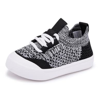 BMCiTYBM Baby Shoes Boys Girls Barefoot First Walking Shoes Breathable Mesh Walker Sneakers Tennis Outdoor Indoor Slip On 6-12 Months Infant Black Size 4 Toddler - Image 4