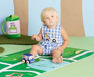 Mud Pie Baby Boys Golf Cart Jon Jon, Blue, 3-6M - Image 3