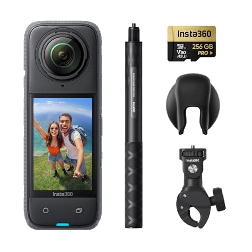 Insta360 X4 Motorcycle Bundle- 8K Waterproof 360 Action Camera, 4K Wide-Angle Video, Invisible Selfie Stick, Removable Lens Guards, 135 Min Battery Life, AI Editing, Stabilization, for Sports, Travel - Image 1