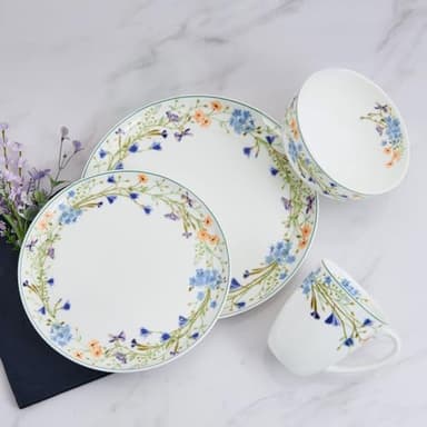 Mikasa Quinn Lightweight Bone China 12 Piece Dinnerware Plate Bowl Set, Service for 4 - Image 5