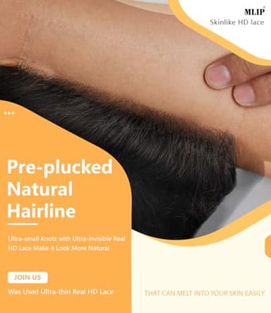 Mlip 5x5 HD Lace Closure Body Wave, 0.10mm Ultra Thin Invisible Swiss Lace, Skinlike Real HD Lace Melt into Skin Perfectly, Pre-plucked Natural Hairline, Raw Indian Human Hair 20 Inches - Image 5