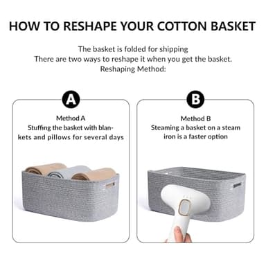 MiniArk Large Storage Baskets for Shelves, Closet Organizers Bins for Clothes Blanket Towels, Baby Nursery, Toy Baskets Box, Woven Rope Baskets, 17 x 13 x 7.5”, 3 Packs Mixed Grey - Image 7