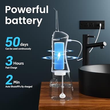 Water Flossers for Teeth, Electric Floss for Adults & Kids, Water Dental Picks, Cleaning and Flossing, Portable Flossers for Travel Size, Gums, Dental Care with Travel Bag, Waterproof - Green/Pink - Image 6