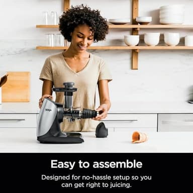 Ninja Cold Press Juicer Pro, Compact 150-Watt Slow Masticating Juicer, Total Pulp Control with Anti-Drip Lever, Dishwasher Safe Parts, High Juice Yield for Fruits & Vegetables, Cloud Silver (Renewed) - Image 8