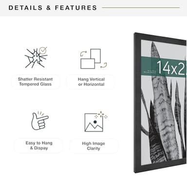 MCS Studio Gallery 14x22 Poster Frame Black Woodgrain, Vertical & Horizontal Wall Hanging Large Picture Frame for Photos, Posters & Art Prints (1-Pack) - Image 6