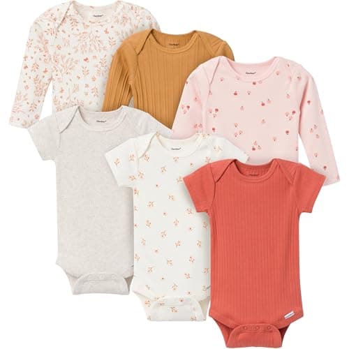 Gerber Unisex Baby Multi-Pack Onesies Bodysuits (Short and Long Sleeve), Red, 3-6 Months - Image 1