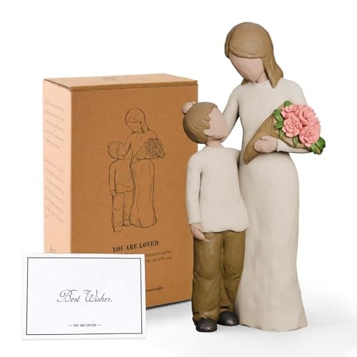 Faumsut Mother and Son Figurines Statues, Sculpted Hand-Painted Mom and Child Statues Gifts for Mother’s Day Anniversary Birthday Home Decor - Image 1