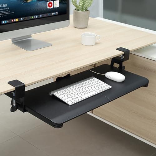 DQCGLY Keyboard Tray Under Desk, Slide Out Computer Keyboard & Mouse Tray with C Clamp-on Mount Easy to Install,30" W(Including Clamps) X 12" D Large Size,Black - Image 1