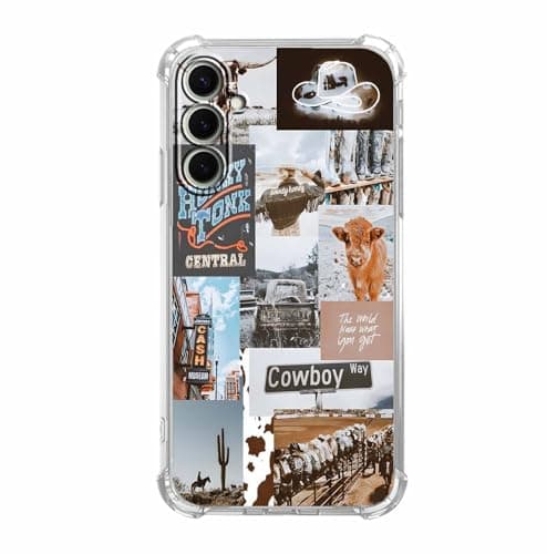 mehidpur Cowboy Cowgirl Case for Samsung Galaxy S25+,Retro Western Country Life Art Collage,Trendy Soft TPU Protective Case for Galaxy Galaxy S25 Plus - Image 1
