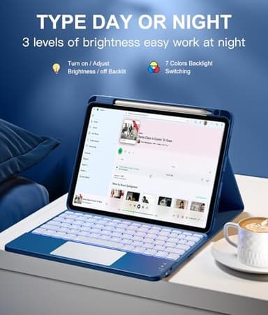 Compatible with iPad Air 11 Inch & Air 5th/ Air 4th Generation Case with Keyboard - Multi-Touch Trackpad, 7-Color Backlit, Detachable Folio Cover for Air 11-inch M3/M2 (2025/2024) (Navy Blue - Image 7