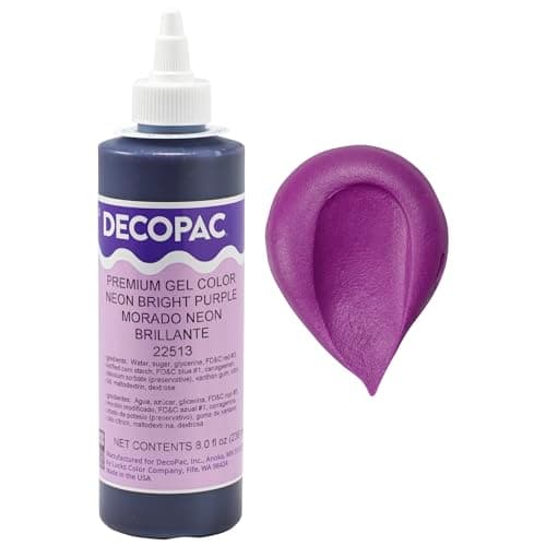 DecoPac Premium Gel Food Coloring | Neon Bright Purple Food Coloring For Baking | 8oz | Color Buttercream, Fondant, Frosting & Piping Gel, Food Safe, Highly Concentrated Gel, 8 oz - Neon Bright Purple - Image 1