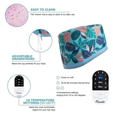 VICARKO Hair Steamer for Deep Conditioning, 10-Level Heats Up Quickly, 118” Power Cord, Heating Cap Hot Oil Treatment Heat, Electric Thermal Heated Steam Natural Black Hair, Hawaii Blue - Image 4