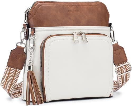 Roulens Crossbody Purse for Women,Lightweight Medium Crossbody Bag Soft Leather Women's Shoulder Handbags with Tassel - Image 1