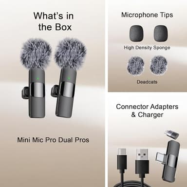 Mini Mic Pro (Latest Model) - Professional Wireless Microphone for iPhone, iPad, Android, Lavalier Microphone for Video Recording - iPhone Mic Crystal Clear Recording with USB-C for Content Creators - Image 6