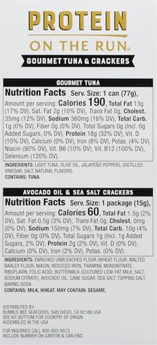 Bumble Bee Prime Protein on the Run Tuna Snack Kit, Pack of 12 - Gourmet Tuna Marinated in Olive Oil & Mild Jalapeno with Crackers and Serving Utensil - 20g of Protein Per Serving - Image 2