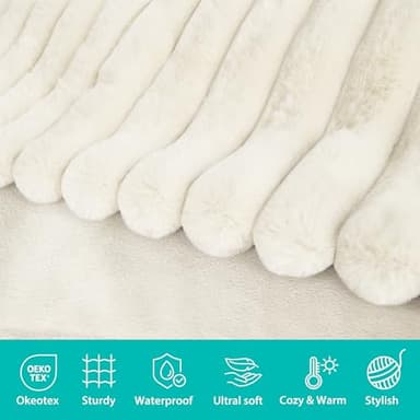 ZAKAPAWS Waterproof Dog Blanket for Bed, Luxury Plush Washable Large Dogs Blankets for Furniture Protection, Super Soft Calming Pet Blanket for Indoors (Cream, 40"x50") - Image 2