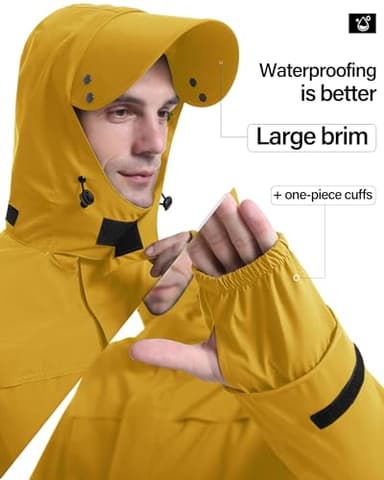 iCreek Rain Suit Waterproof Jacket with Pants 2 Pieces Breathable Lightweight Packable Raincoat with Hooded Rain Gear Unisex(M, Yellow) - Image 4