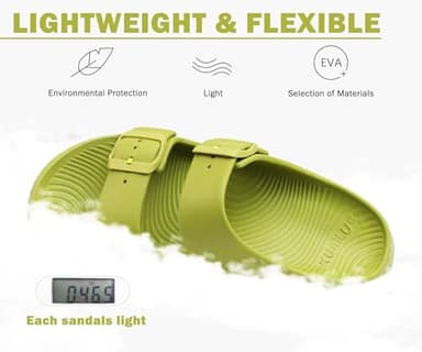 KuaiLu Womens Recovery Sandals Comfort Plantar Fasciitis Arch Support Ladies Orthopedic Adjustable Strap Sport Walking Slides Slip On Athletic Cushion Slippers Summer Pool Beach Sandles Green Size 9 - Image 8