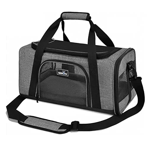 Wakytu TSA Approved Pet Carrier for Small Cats Dogs, Travel Bag with Adequate Ventilation, 5 Mesh Windows, 3 Entrance, Locking Safety Zippers, Padded Shoulder and Carrying Strap, Small - Image 1