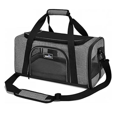 Wakytu TSA Approved Pet Carrier for Small Cats Dogs, Travel Bag with Adequate Ventilation, 5 Mesh Windows, 3 Entrance, Locking Safety Zippers, Padded Shoulder and Carrying Strap, Small - Image 1