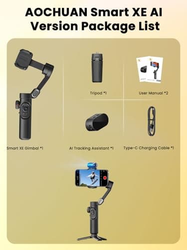 AOCHUAN XE AI Version,Gimbal Stabilizer for Smartphone,NO APP AI Tracking, Gesture Control,360°Inception Gimbal with TikTok YouTube,3-Axis Foldable Handheld Tripod for iPhone& Android,Black - Image 7
