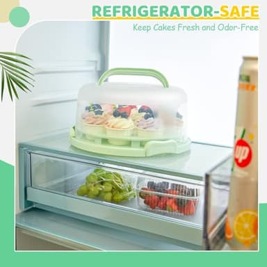 Ohuhu Cake Carrier with Lid and Handle, BPA-Free Cake Containers Cake Holder for 10 inch Cake with 2 Handles Cupcake Carrier - Plastic Cover Two Sided Base for Transport Pies Nuts Fruit Perfect Gifts - Image 8