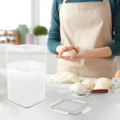 WBKTOOL Airtight Food Storage Container with Scoop - 12 Lbs Rice Container - 10 Lbs Flour Cereal Container with Lid - Clear Pet Food Storage Container for up to 7lbs of Dog Food or 5lbs of Cat Food - Image 4