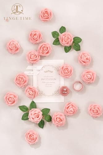 TINGE TIME Artificial Flowers 3" Rose, 25pcs Flowers with Stem, Roses for DIY Wedding Decorations Bouquets Centerpieces Boutonniere Floral Arrangements Bridal Shower (Pink) - Image 2