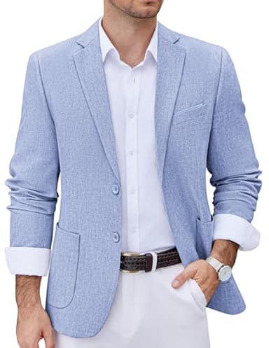 COOFANDY Men's Casual Blazer Two Button Sport Coats Lightweight Printed Lining Suit Jacket Sky Blue - Image 1