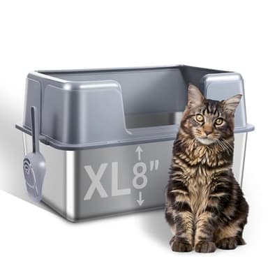 Stainless Steel Cat Litter Box with Lid, 23.7" L x 15.8" W x 13.8" H XL Metal Kitty Litter Box for Big Cats, High Sided Enclosure, Non-Sticky, Anti Urine Leakage, Easy Cleaning - Image 1