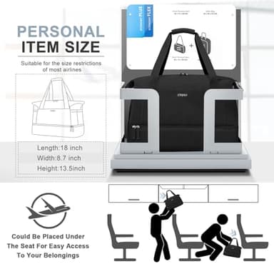 ETRONIK Gym Bag for Women, 35L Personal Item Travel Bag with Shoes Compartment, Weekender Overnight Duffel Bag with Wet Pocket & USB Charging Port, Carry On Bag for Women, Travel, Gym, Weekend (Black) - Image 3