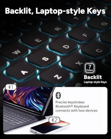 ZAGG Pro Keys 2 iPad Pro 13 (M4) Keyboard Case - Wireless Keyboard & Detachable Folio Case | Laptop-Style Backlit Keys, Multi-Pairing Bluetooth, 6.6 ft Drop Protection - Image 5