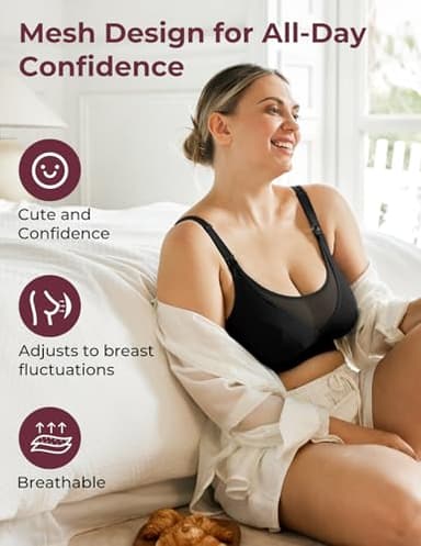 Momcozy Mesh Support Pumping Bra Hands Free Suitable for 36C-44G, HF018 Comfortable Plus Size Pumping and Nursing Bra in One Black - Image 2