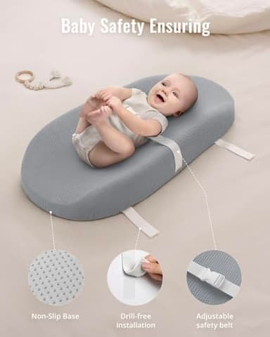 Blissful Diary Muslin Baby Changing Pad with Waterproof Lining Foam, Diaper Changing Table Pad with Cover for Dressers (Gray, Avocado) - Image 6