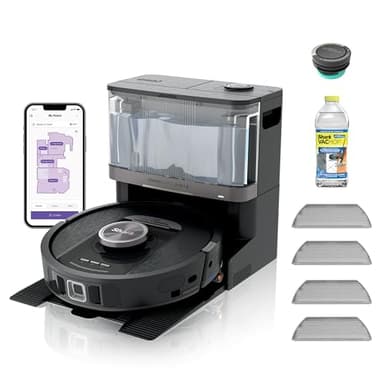 Shark PowerDetect NeverTouch, Self-Empty & Self-Refill, Robot Vacuum and Mop with Bagless, 30-Day Debris Capacity HEPA Base, 30-Day Capacity Refill Tank, Pad Dry, Black, AV2810YS - Image 1