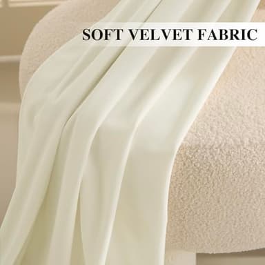RYB HOME White Velvet Curtains 96 inches Long, Room Darkening Opaque Plush Velvet Drapes Thermal Insulated Privacy Window Treatment for Bedroom Living Room, Ivory, W52 x L96 inches, Set of 2 Panels - Image 3
