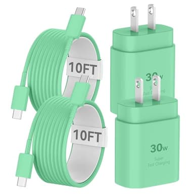 Phone 17 16 15 Charger Fast Charging, 30W USB C Charger Block with 10FT Long C Chargers Cord Cable for Phone17 16 15 Pro Max/16 15 Pro/16 15 Plus/17/16/15, iPad-Green - Image 1